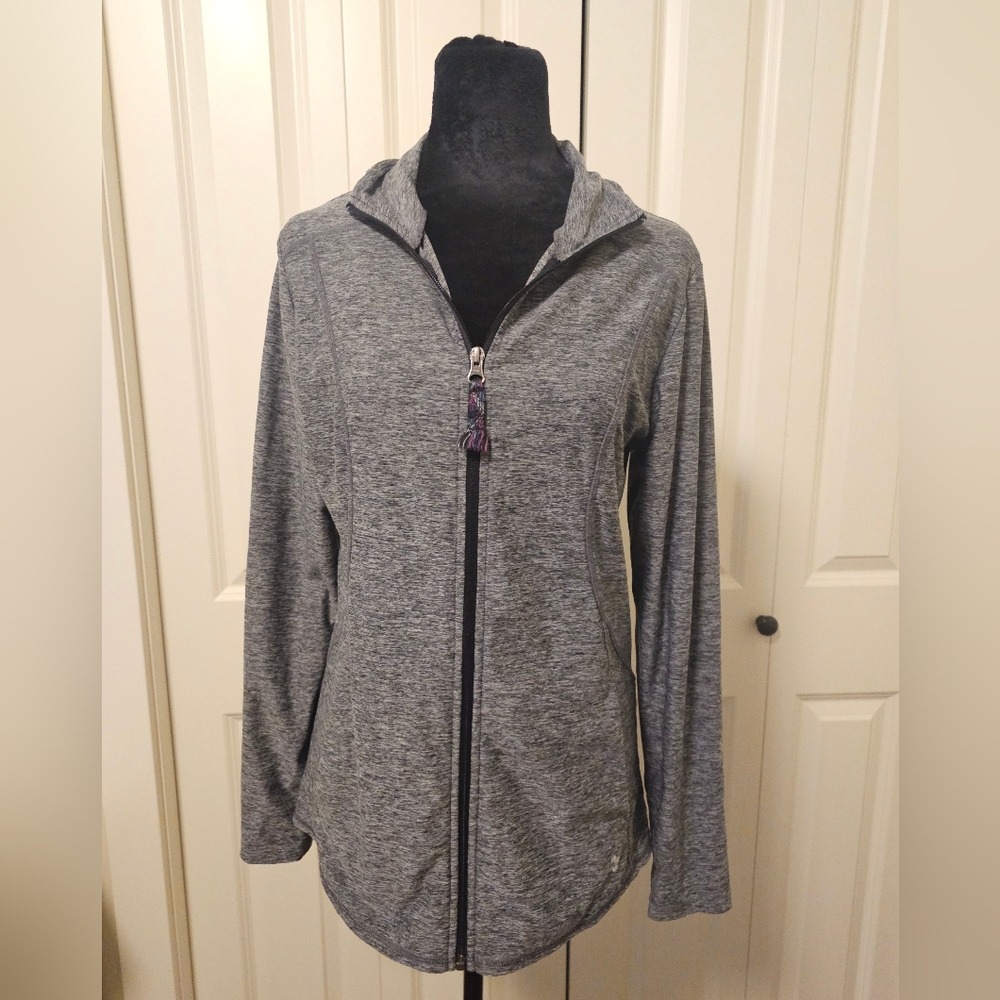 Tuff Athletics Grey Zippered Long Sleeve Hoodie Jacket SZ M